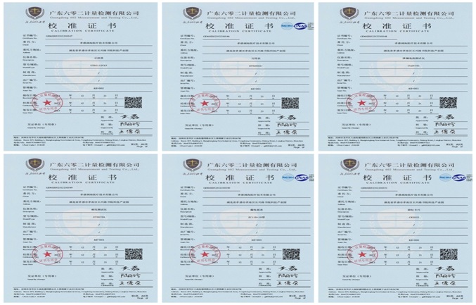 Testing and calibration certificate